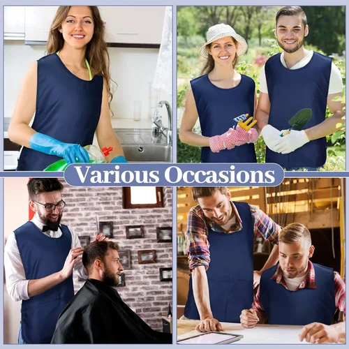 Miniatura 7 de Suhine 15 Pcs Cobbler Apron Smock Apron with 2 Deep Pockets and Side Ties Unisex Apron for work kitchen