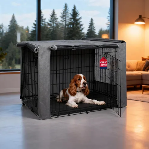 Miniatura 21 de HiCaptain - Cubierta de doble puerta para jaula de perro (para cajas de alambre de 24 30 36 42 48 pulgadas)