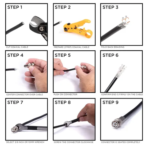 Miniatura 5 de THE CIMPLE CO Conector de cable coaxial RG6, atornillado (giro encendido) - SDI, HD-SDI, CCTV, seguridad, tarjeta de video, cámara, sin soldadura