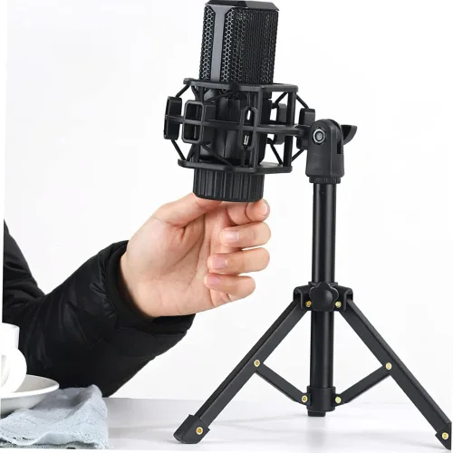 Miniatura 2 de Soporte de micrófono portátil de escritorio 1/4 trípode Soporte de mesa Soporte de micrófono ajustable Soporte de clip de micrófono