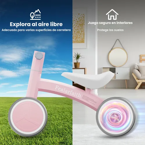 Miniatura 7 de Bicicleta de equilibrio de bebé para niños y niñas de 1 año, primera bicicleta para niños pequeños con 4 ruedas de iluminación coloridas Bicicleta
