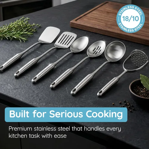 Miniatura 3 de Cucharón de sopa, cucharón de acero inoxidable, cucharones de 15 pulgadas para servir o cocinar, calidad premium, apto para lavavajillas, metal