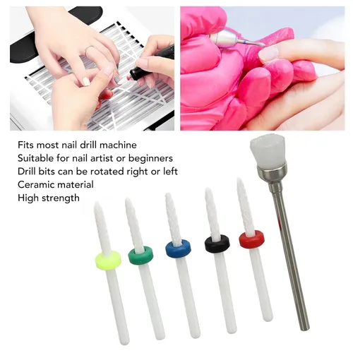 Miniatura 3 de Juego de 6 brocas para uñas, juego de 6 brocas de uñas de cerámica para salón de manicura y pedicura