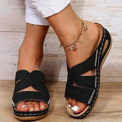 Miniatura 3 de Generic Sandalias ortopédicas de cuña con soporte de arco para mujer, sandalias informales de punta abierta, unisex para adultos