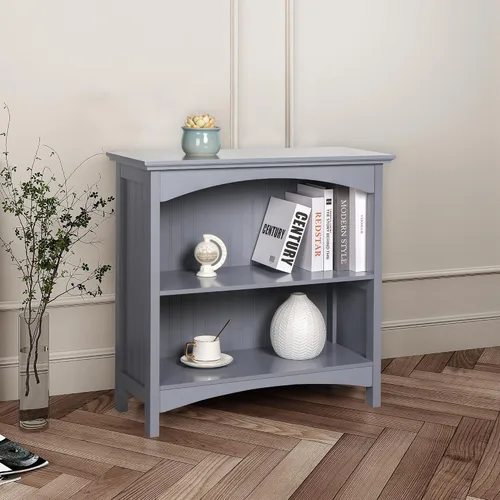 Miniatura 2 de eHemco Estantería de 2 niveles con 2 soportes arqueados, 29 pulgadas, gris
