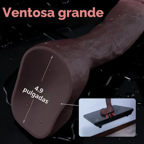 Miniatura 4 de Consolador realista negro de 9 pulgadas se siente como la piel, con una gran y fuerte ventosa para jugar con manos libres, juguetes sexuales