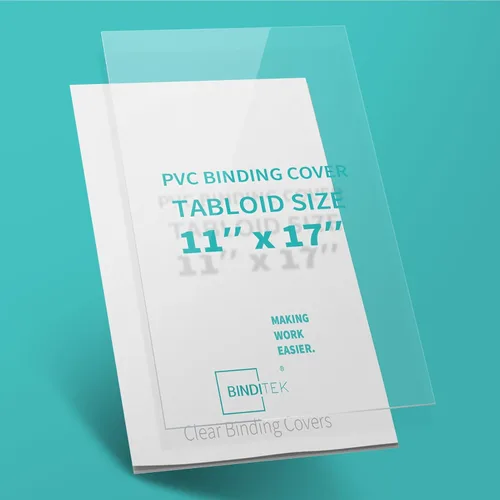 Miniatura 6 de Binditek paquete de 50 portadas de encuadernación transparentes de PVC de 8 mil, 11 x 17 pulgadas, tamaño tabloide, esquinas cuadradas, sin