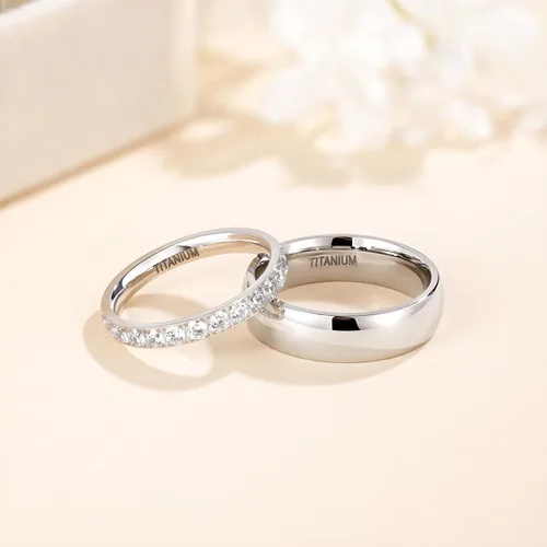 Miniatura 2 de TIGRADE - Anillo de titanio de cúpula plana altamente pulido, anillo de matrimonio de ajuste cómodo, pulgada, pulgada, pulgada, pulgada, pulgada