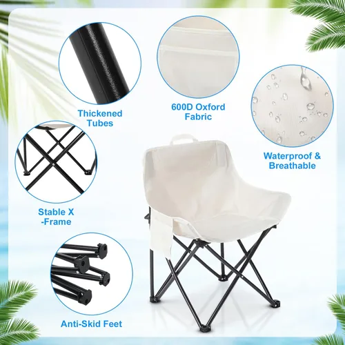 Miniatura 5 de 2 Set Beach Chair with Umbrella Foldable Camping Chair Adjustable and Fold up Umbrella with Storage Bag for Outdoors Fishing Camping Hiking Travel
