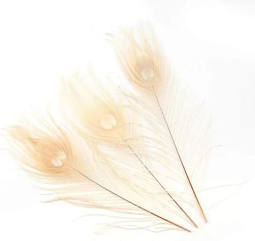 Shekyeon Paquete de 10 centros de mesa de boda de plumas de pavo real blanqueadas de 10 a 12 pulgadas (blanco hueso)