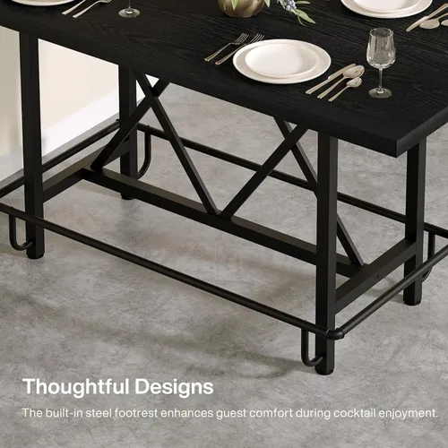 Miniatura 7 de Tribesigns Mesa de Bar, Mesa de Pub Industrial de Altura de Mostrador con Reposapiés de Metal, Mesa de Comedor de Cocina de Madera Rectangular de 63