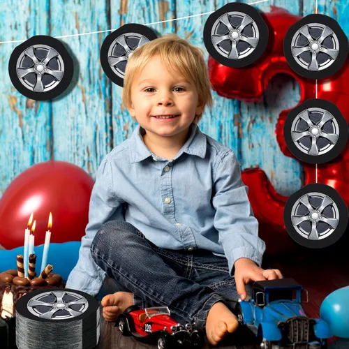 Miniatura 6 de Henoyso - 100 servilletas para neumáticos de automóvil de 6 pulgadas, servilletas de fiesta de cumpleaños de coches de carreras, suministros