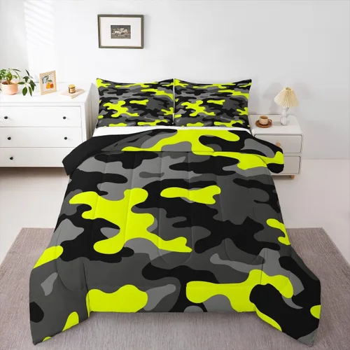Miniatura 23 de Erosebridal Juego de edredón con estampado de leopardo, tamaño individual para niños, edredón de guepardo occidental, negro y gris, juego de ropa