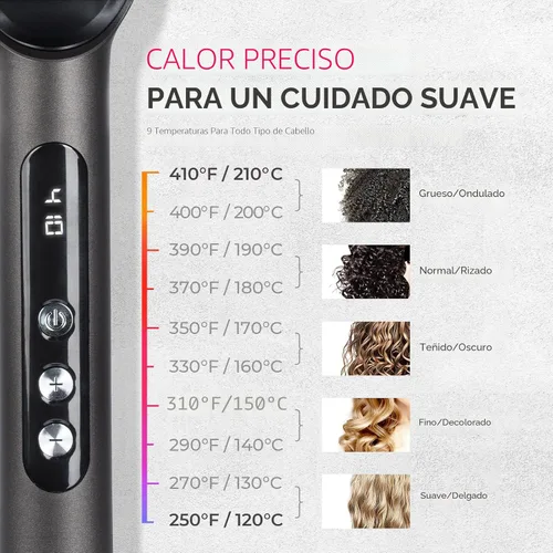 Miniatura 7 de TYMO Ring Plus Cepillo Alisador de Cabello Iónico - Peine Alisador con Iones Negativos para Mujeres, Revestimiento de Titanio, 9 Configuraciones