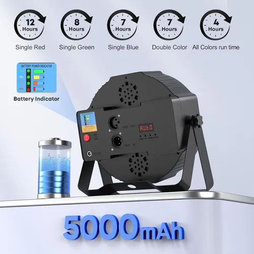 Miniatura 2 de HOLDLAMP Luces Par recargables de 36 W RGB alimentadas por batería, luces LED inalámbricas para DJ, activadas por sonido y control remoto para 1