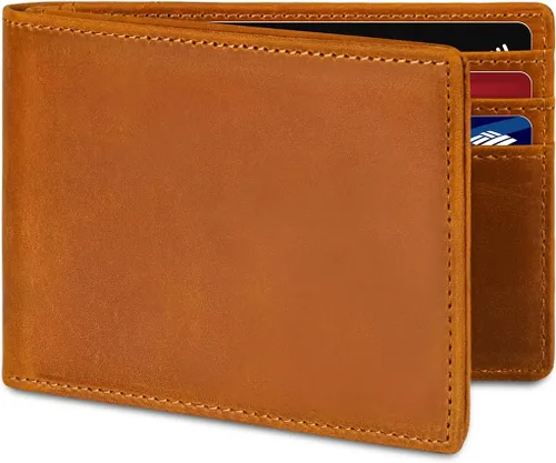 Miniatura 38 de Billetera AirTag para hombre, de piel auténtica plegable con bloqueo Rfid AirTag con ranuras para efectivo y ventana de identificación, compatible