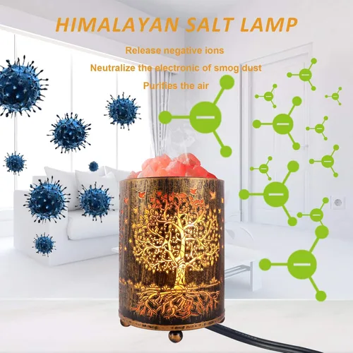 Miniatura 5 de Lámparas de sal para noche, lámpara de roca de sal del Himalaya con interruptor de atenuación, lámpara de cesta de sal del Árbol de la Vida, luz