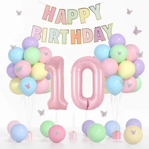 Miniatura 16 de 13th Birthday Decorations For Girls -12 Inch Pastel Balloons, 32 Inch Pink 13 Balloon, 3D Butterflies Stickers, Happy Birthday Banner For Teen Girl