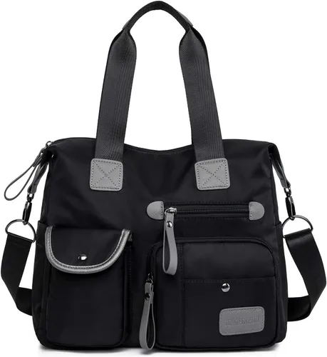 Miniatura 11 de Bolso de mano ligero, floral, con asa superior con múltiples bolsillos de nailon para el trabajo, resistente al agua, bolsa para viajes, de hombro