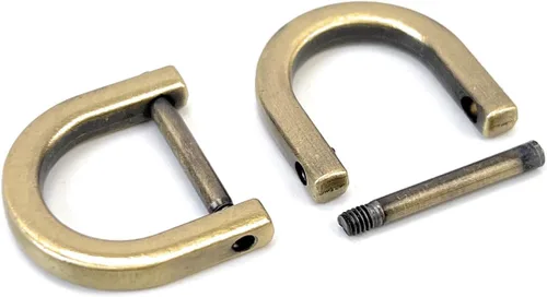 Miniatura 11 de 4 anillos en D resistentes con grillete de 1-1/2 pulgadas, oro antiguo, en forma de U, repuesto para bolso, llavero, collar de perro