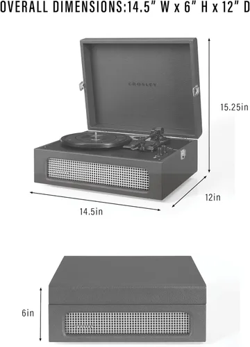 Miniatura 17 de Crosley CR8017B-BU Voyager - Tocadiscos portátil clásico de vinilo con Bluetooth de entrada/salida y altavoces integrados, color burdeos Borgoña