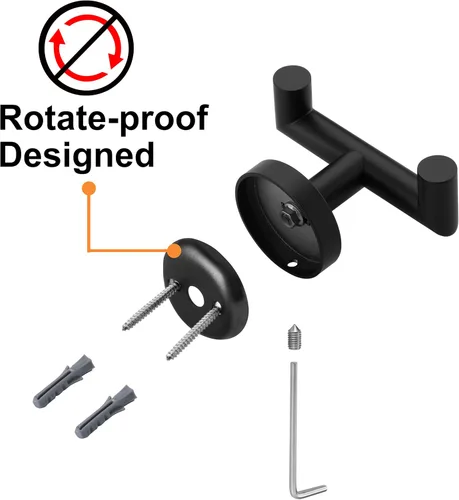 Miniatura 6 de Ganchos para toallas para baños, gancho negro mate para toallas de cocina y baño, gancho de acero inoxidable SUS304, ganchos dobles resistentes