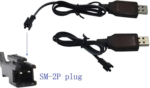 Miniatura 2 de Blomiky Paquete de 2 cables de cargador de batería SM-2P Ni-Cd o Ni-MH para SY-E511 RC Excavadora 4.8V NiCd o NiMH Batería 1:18 RC Car USB 4.8V 2