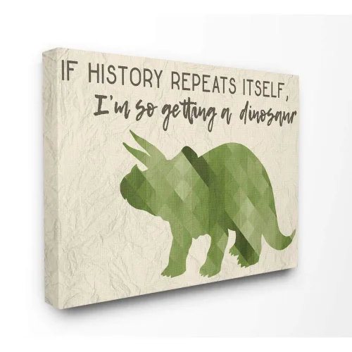 Miniatura 9 de The Kids Room de Stupell I'm So Getting a Dinosaur Triceratops - Placa de pared verde artística, fabricada con orgullo en Estados Unidos