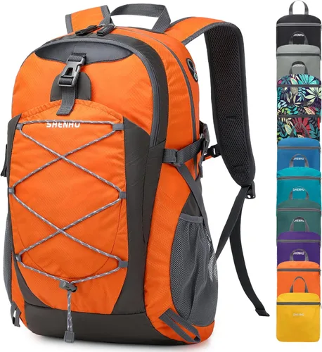 Mochila de senderismo impermeable de 40 L, mochila deportiva al aire libre, mochila de campamento para hombres y mujeres A0-naranja