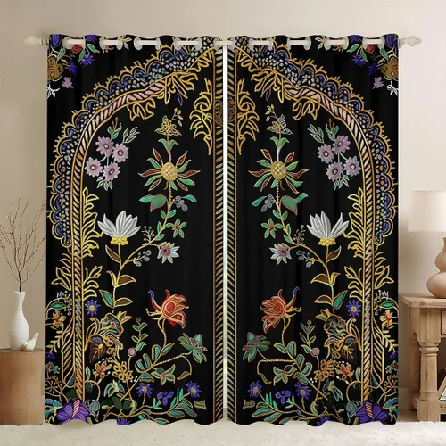 Miniatura 36 de Cortinas y cortinas de damasco turquesa para adultos, cortinas opacas barrocas victorianas antiguas, 2 paneles de 38 pulgadas de ancho x 54 pulgadas