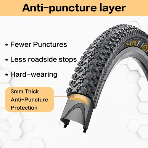 Miniatura 3 de 24 X 1.95 Inch Folding Bike Tires with 3mm Anti Puncture Proof Protection for Mountain Bicycles 2 Neumáticos 2 Tubos