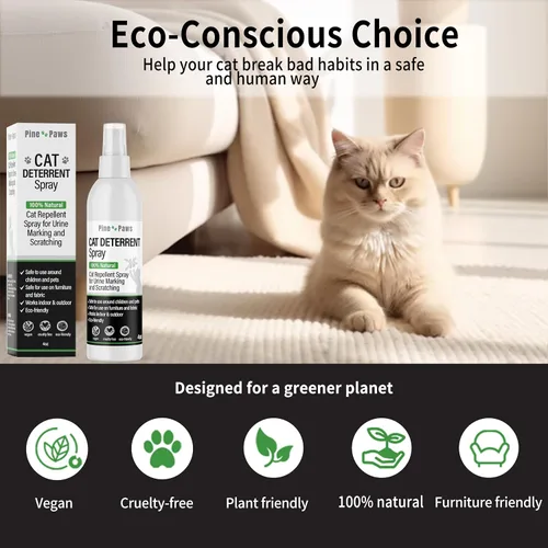 Miniatura 5 de Spray disuasorio para gatos, 100% natural, repelente de gatos, para marcas de orina y arañazos, ecológico, seguro de usar alrededor de niños