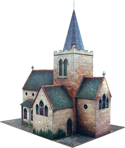 Miniatura 3 de The CityBuilder Kit de fabricación de modelos de cartón para iglesia - Edificio de ferrocarril modelo a escala O