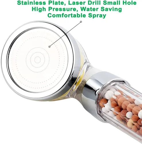 Miniatura 4 de IHAO Cabezal de ducha de mano de alta presión con soporte y manguera de metal purificador de agua dura, filtro de fluoruro de cloro, cabezal