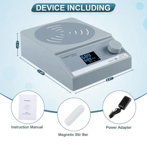 Miniatura 5 de Agitador magnético digital con temporizador, placa de agitación magnética de 100 fl oz, mezclador magnético con pantalla LCD, agitador de Gris
