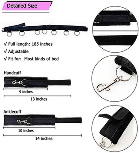 Miniatura 3 de Correas de sujeción de cama para cama de tamaño King, juego de adultos, tamaño Queen, amarras sexuales para adultos, parejas de restricciones