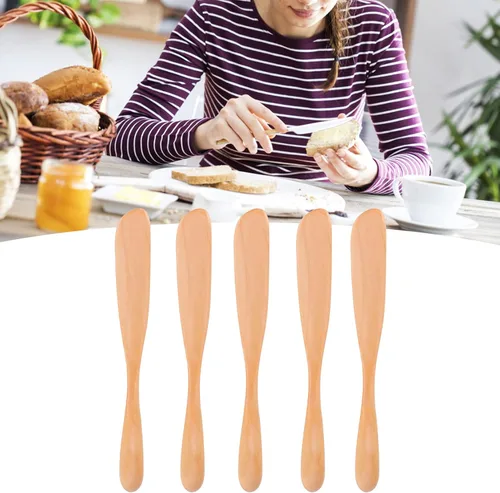 Miniatura 5 de Zerodis 5 cuchillos de mantequilla japoneses de madera para cocina casera con diseño de asa, adecuado para mantequilla, salsa de mostaza, mayonesa