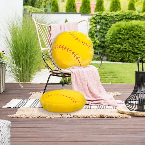 Miniatura 7 de Gerrii 2 piezas de almohada de felpa deportiva de softbol con temática deportiva esponjosa almohada de softbol voleibol decoración de habitación