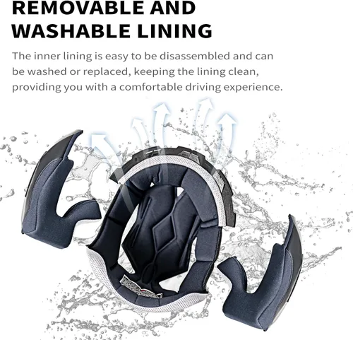 Miniatura 5 de Casco de motociclista de cara completa con visera interior de fibra de vidrio, casco ligero para bicicleta de calle y carreras para adultos, hombres