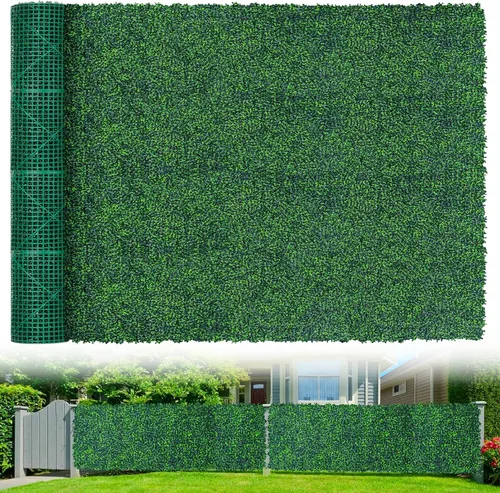 Miniatura 10 de Grooy Paneles de rollo artificiales de madera de boj, 40" x 120" (33.33 pies cuadrados) Pantalla de valla de privacidad con hojas de hiedra