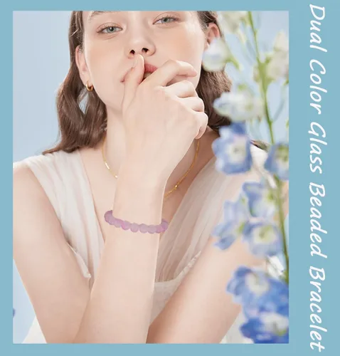 Miniatura 3 de FINZOR 24 pulseras elásticas de cuentas de 0.315 pulgadas hechas a mano para mujer, pulsera elástica de cuentas multicolor mate para mujer, pulsera