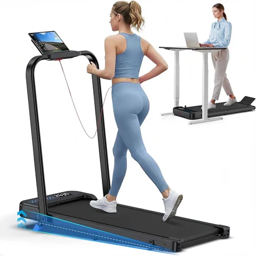 Cardirun - Caminadora plegable con inclinación, almohadilla compacta para caminar con barra de seguridad, caminadora de 3.0HP silenciosa para usar