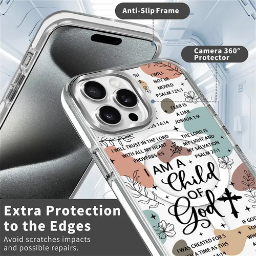 Miniatura 2 de Funda para iPhone 13/14 [compatible con Magsafe], funda magnética transparente de silicona a prueba de golpes con patrón de versículos de la Biblia