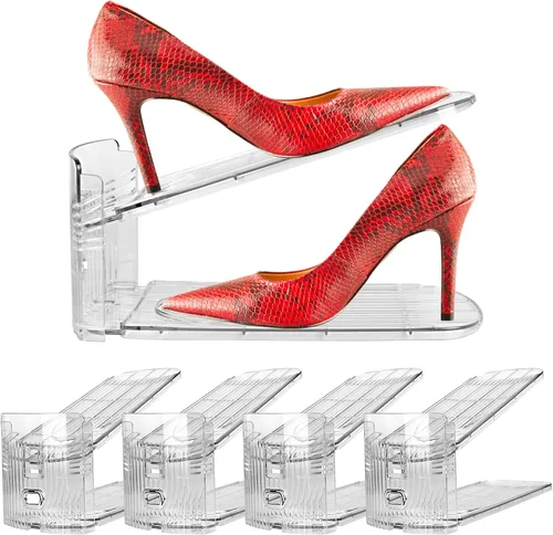 Miniatura 13 de Yes!Fresh Organizador de ranuras para zapatos, apilador de zapatos estilo boutique para un par de zapatos, zapatero separable para organización