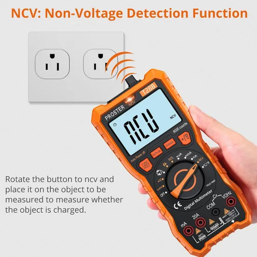 Miniatura 4 de Proster Multímetro Digital 6000 Count - TRMS Voltímetro Multímetro Digital de Rango Automático Probador, Detector NCV Medidor de Corriente y Voltaje