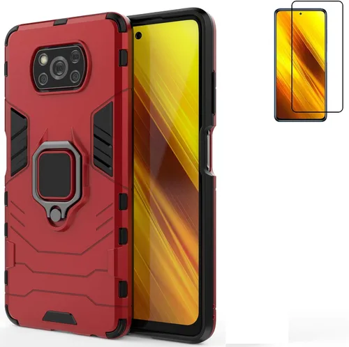 Funda para Xiaomi Poco X3 NFC/Poco X3 Pro con protector de pantalla, híbrida resistente a prueba de golpes, protección de doble capa, funda trasera