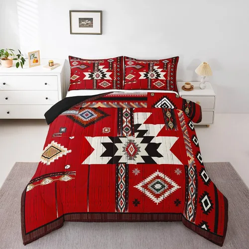Miniatura 16 de Feelyou Southwest Native Juego de Ropa de Cama para Niños y Niñas Juego de Edredón Geométrico del Suroeste Tamaño Twin Edredón Tribal Decoración