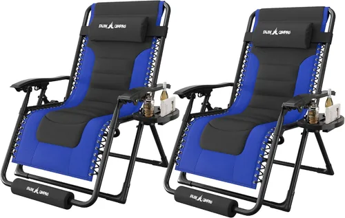 Miniatura 18 de Amopatio XL Padded Zero Gravity Chairs Foldable Zero Gravity Lounge Chair Outdoor Portable Reclining Chair with Removable Cup