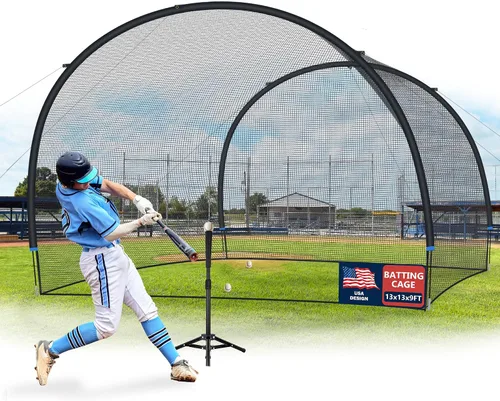 SHANTRA Jaula de bateo con marco y red, jaula de bateo de béisbol de 13 pies y 22 pies para patio trasero, béisbol y sóftbol para práctica de