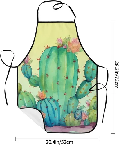 Miniatura 2 de Kitchen Cooking Aprons for Women Men Adjustable Bib Apron with Pockets Funny Cactus Chef Apron Waterproof